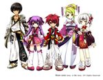  2boys 3girls aisha_(elsword) alternate_costume alternate_hairstyle black_hair dress elsword elsword_(character) eve_(elsword) frills full_body gauntlets green_eyes green_hair hair_bun hair_up headband long_hair multiple_boys multiple_girls official_art pants pink_skirt pointy_ears purple_eyes purple_hair purple_skirt raven_(elsword) red_eyes red_hair rena_(elsword) ress sandals shoes sidelocks simple_background skirt smile thighhighs two_side_up white_background white_dress white_hair white_legwear yellow_eyes zettai_ryouiki 