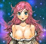  :o bare_shoulders breasts hair_ornament hairclip inuyou katou_marika large_breasts long_hair miniskirt_pirates nipples pink_hair solo torn_clothes 