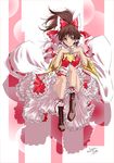  blush boots bow classictime detached_sleeves hair_bow hakurei_reimu highres solo touhou 