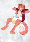  anthro diaper dracky signature simple_background solo 