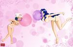  2girls ayame_(pokemon) blue_eyes blue_hair blush breasts gym_leader highres hikari_(pokemon) long_hair multiple_girls nipples panties pokemon small_breast small_breasts underwear white_panties 