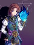  blue_mage brown_hair final_fantasy final_fantasy_xi hand_on_hip masaki_(machisora) purple_eyes smile 