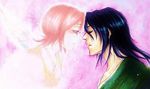  1girl black_hair bleach closed_eyes imminent_kiss kuchiki_byakuya kuchiki_hisana long_hair 