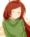  ahoge face green_shirt grin long_hair piku_(pikumin) red_hair sf-a2_miki shirt smile solo sweater vocaloid 