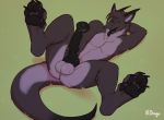  2018 animal_genitalia animal_penis anthro balls black_fur black_pawpads black_penis black_tongue digitigrade dragon equine_penis erection eyes_closed fur furred_dragon horn hybrid ill_dingo knot lying male masturbation nude on_back open_mouth pawpads paws penile_masturbation penis penis_grab simple_background solo sovy spread_legs spreading tongue white_balls white_fur 