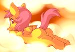  anus butt cloud cub equine female feral friendship_is_magic hair looking_at_viewer looking_back mammal my_little_pony on_stomach pegasus purple_eyes purple_hair pussy scootaloo scootaloo_(mlp) sky solo wings young zanthia zanthu 
