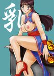  black_hair breasts chi-chi_(dragon_ball) chichi dragon_ball female high_heels jeibii large_breasts long_hair nipples shoes solo 