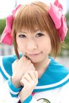  amami_haruka chippi cosplay hairbows highres idolmaster photo sailor sailor_uniform school_uniform serafuku 