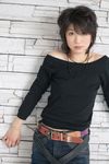  bare_shoulders denim highres jeans komiyama_maki pants photo sweater 