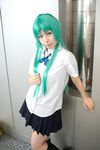  bow cosplay hair_bow hairbow highres higurashi_no_naku_koro_ni knee_socks kneehighs momose_riyu photo school_uniform serafuku sonozaki_shion 