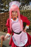  broom cosplay diebuster highres maid maid_apron maid_uniform namada nono nono_(top_wo_nerae_2!) photo pink_hair top_wo_nerae_2! 