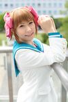  amami_haruka chippi cosplay hairbows highres idolmaster photo sailor sailor_uniform school_uniform serafuku 