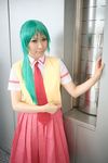  chippi cosplay green_hair highres higurashi_no_naku_koro_ni photo school_uniform serafuku sonozaki_mion vest 