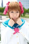  amami_haruka chippi cosplay hairbows highres idolmaster photo sailor sailor_uniform school_uniform serafuku 