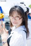  cosplay glasses highres maid maid_apron maid_uniform photo satou_yui 