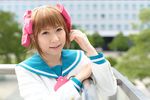  amami_haruka chippi cosplay hairbows idolmaster photo sailor sailor_uniform school_uniform serafuku 