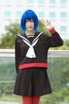  blue_hair character_request cosplay highres oose photo red_legwear red_pantyhose sailor sailor_uniform school_uniform serafuku source_request tagme_character tagme_series 