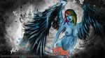  anthro anthrofied blue_body breasts castle cutie_mark female friendship_is_magic hair leaves multi-colored_hair my_little_pony nude purple_eyes rainbow_dash rainbow_dash_(mlp) rainbow_hair rayzoir rayzor-sharp signature solo undressing wings 