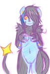  anthro blue_nipples breast_grab breasts female kasedilla luxray nintendo nipples pok&#233;mon pok&#233;morph pokemon pussy red_sclera video_games yellow_eyes 