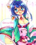  blue_eyes blue_hair breasts cardfight!!_vanguard chigo cleavage face flogal genderswap genderswap_(mtf) glasses large_breasts quiet_sage_sharon sendou_aichi smile solo 