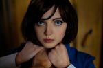  bioshock bioshock_infinite blue_eyes brown_hair cosplay elizabeth_(bioshock_infinite) short_hair 