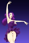  artist_request bad_anatomy bottomless gym_leader large_breasts lipstick melissa_(pokemon) nipple_slip nipples pokemon pubic_hair purple_eyes purple_hair purple_lipstick 