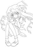  absurdres flandre_scarlet gats greyscale hat highres lineart monochrome solo touhou wings 