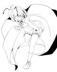  antennae bad_id bad_pixiv_id bent_over cape greyscale highres lineart monochrome open_mouth short_hair solo touhou wriggle_nightbug yunomi_chawan 