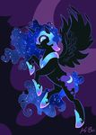  abstract_background black black_feathers black_fur blue_hair cutie_mark equine female feral friendship_is_magic fur hair helmet horn horse kevinbolk long_hair looking_at_viewer mammal my_little_pony necklace nightmare_moon_(mlp) pony short_hair solo standing tail unicorn winged_unicorn wings 