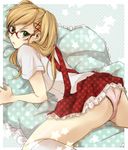  axis_powers_hetalia bad_id bad_pixiv_id colorized genderswap genderswap_(mtf) glasses green_eyes hair_ornament ikeshita_moyuko looking_back panties solo underwear united_kingdom_(hetalia) x_hair_ornament 