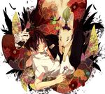  bad_id bad_pixiv_id black_hair fox looking_back male_focus mask original purple_eyes saikawa_(0902k137) 