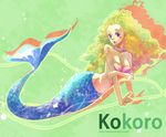  bad_id bad_pixiv_id blonde_hair curly_hair kokoro_(one_piece) long_hair mermaid monster_girl one_piece pipay smile solo underwater younger 