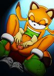  aku_tojyo anus blue_eyes book breasts female marine_the_raccoon masturbation pussy raccoon sega sex solo sonic_(series) spreading tail young 