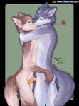  &hearts; butt canine couple daria_mcgrain erection frottage gay hug kissing male nude penis plain_background 