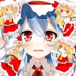  &gt;:) &gt;_&lt; :&lt; :d ;) alternate_hair_length alternate_hairstyle ascot blonde_hair blue_hair brooch chibi closed_eyes collaboration face fangs flandre_scarlet four_of_a_kind_(touhou) happy happy_tears heart jewelry matsushita_yuu minigirl multiple_girls multiple_persona one_eye_closed open_mouth red_eyes remilia_scarlet siblings side_ponytail sisters skirt skirt_set slit_pupils smile suzume_miku tears touhou v-shaped_eyebrows wavy_mouth wings xd 