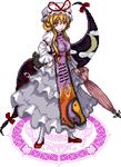  bow dress full_body lowres magic_circle pixel_art solo touhou transparent_background trigram umbrella unk_kyouso yakumo_yukari yin_yang 