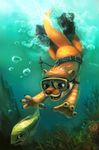  cute diving eyewear feral fish goggles mammal marine mustelid necklace otter silverfox5213 underwater water 