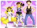  breasts canine claws clothing digimon ears edmol female fox gloves human mammal pants renamon sandals shirt solo tail transformation 