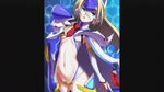  arc_system_works artist_request blazblue blonde_hair blue_eyes breasts cape detached_sleeves mecha_musume midriff mu-12 navel necktie official_art small_breasts tie underboob 