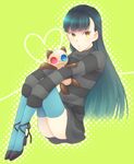  bad_id bad_pixiv_id long_hair mob68 sasa_kazamori solo striped striped_sweater stuffed_animal stuffed_toy sweater thighhighs un-go yellow_eyes 