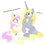  animal_ears crown derpy_hooves_(mlp) dialogue english_text equestria_prevails_(artist) equine female friendship_is_magic hair horn horse my_little_pony pony princess_celestia_(mlp) tail unicorn winged_unicorn wings 