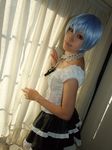  ayanami_rei blue_hair cosplay frills lace leash neon_genesis_evangelion photo red_eyes ruffles saya saya_(cosplayer) 