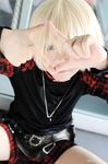  belt belts blonde_hair cosplay minase_risa photo plaid rin_(character) shorts togainu_no_chi 