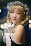  blonde_hair cosplay elbow_gloves gloves highres hime kore_ga_watashi_no_goshujin-sama maid maid_apron maid_uniform photo sawatari_izumi twintails 