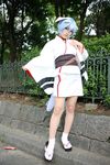  ayanami_rei blue_hair cosplay fox_mask iori japanese_clothes kimono mask neon_genesis_evangelion photo yukata 