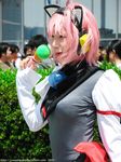 ahoge animal_ears asian cat_ears cosplay highres microphone moe-tan moetan nanami_akua photo pink_hair tempera_sumi 
