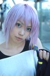  belt_as_garter candy cosplay kaieda_kae lollipop photo purple_hair rosario+vampire shirayuki_mizore tank_top 
