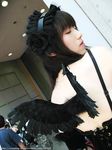  arm_laces collar cosplay gloves highres maid maid_apron maid_uniform morte photo suzuyuki_kaho vispo_original wings 