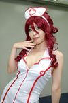  cosplay emi_kou_(model) fishnet_legwear fishnet_stockings fishnets legwear nurse nurse_uniform photo red_hair redhead 