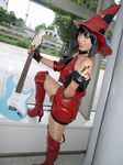  arc_system_works bare_shoulders boots cosplay guilty_gear guitar hat i-no instrument minami_miki photo thigh_boots thighhighs witch_hat 